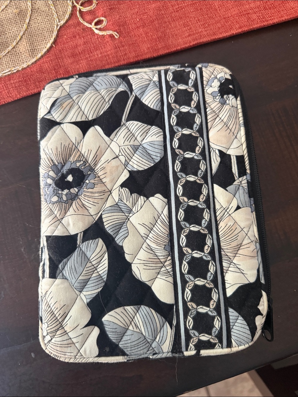 Vera Bradley Quilted Floral Tablet Sleeve - Black & Cream
